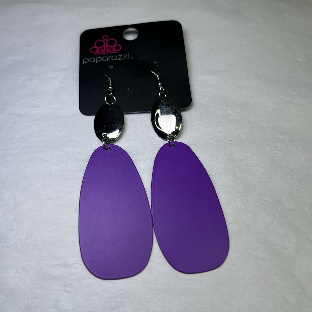 Beautiful‎ Purple Silvertone PAPARAZZI Chic Drop Dangle Earrings Stunning
